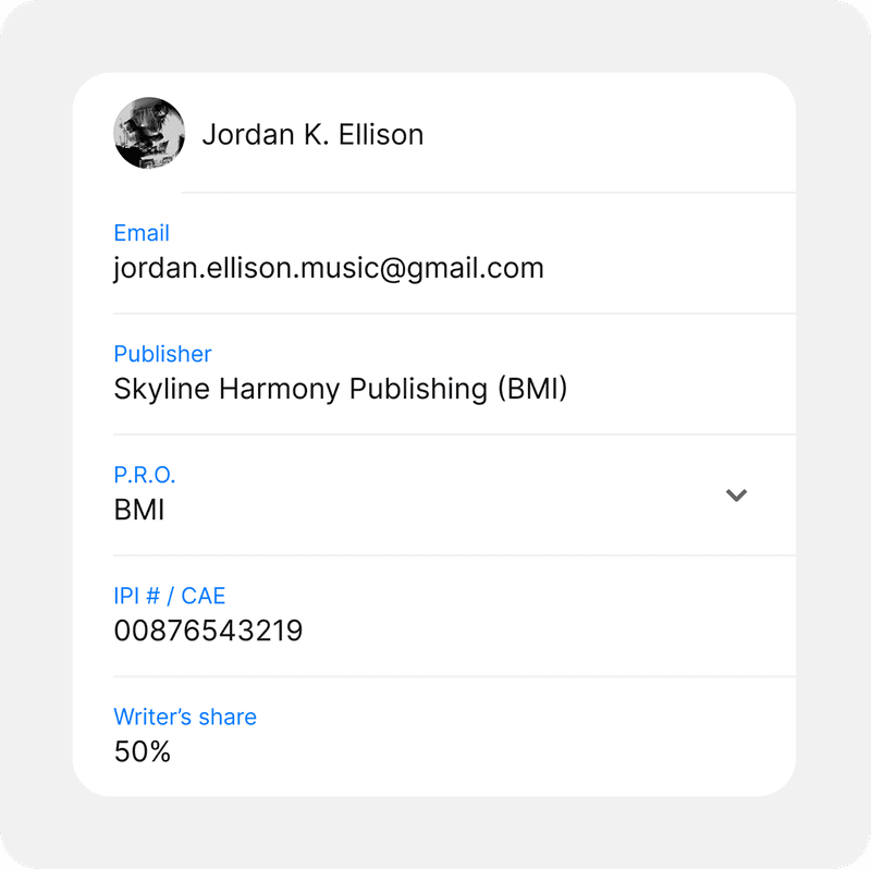 Organize metadata and collaborators